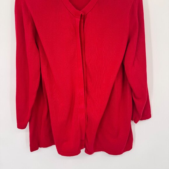 COLDWATER CREEK Red 3/4 Sleeve Cardigan Sweater Size 1X Plus womens cotton - Picture 3 of 9